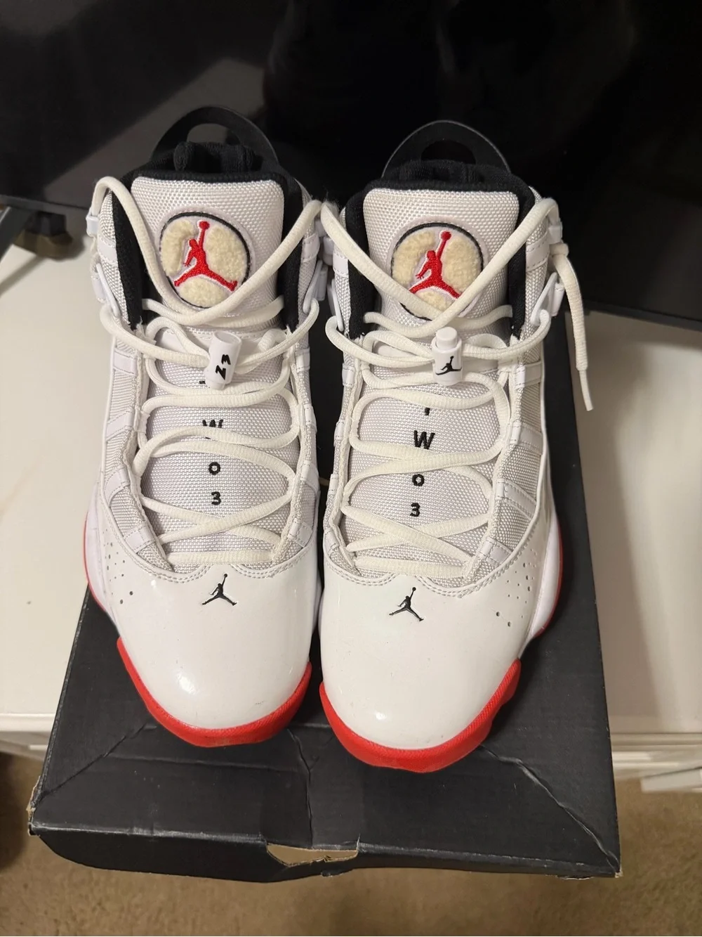 Jordan White and Red Men’s Retro Basketball Sneakers worn twice like new